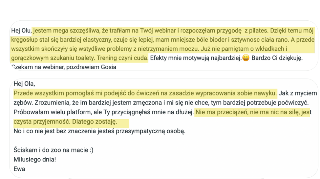 Opinie uczestniczek treningów pilates online
