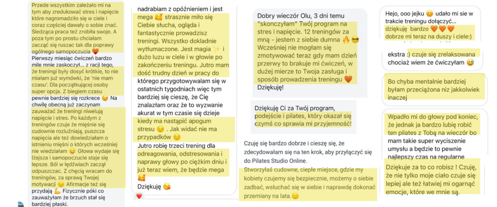 Opinie uczestniczek treningów pilates online