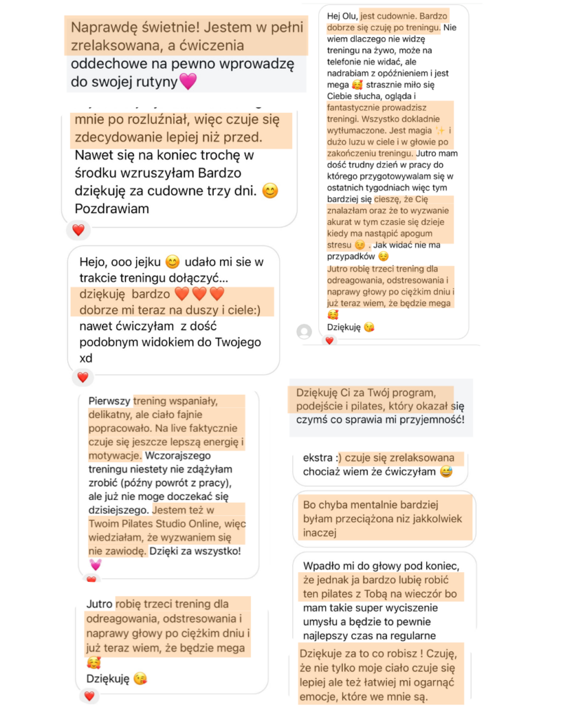 Opinie uczestniczek Pilates Studio Online