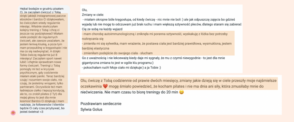 Opinie uczestniczek Pilates Studio Online