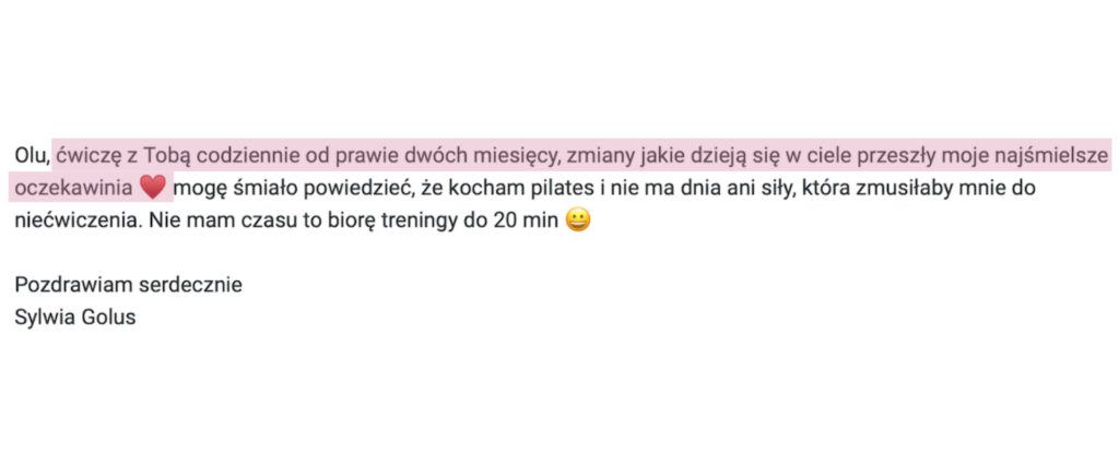 2 miesiące ćwiczeń pilatesu - efekty
