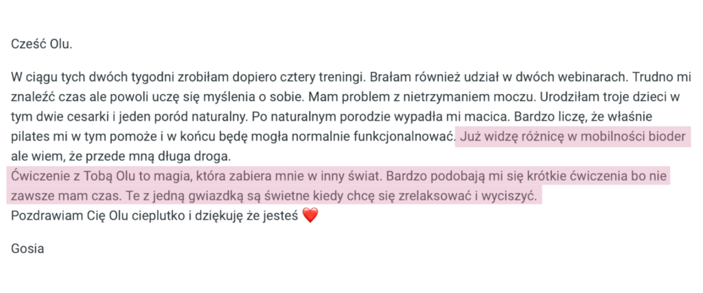 Opinie kursantek na temat treningów na mięsnie dna miednicy