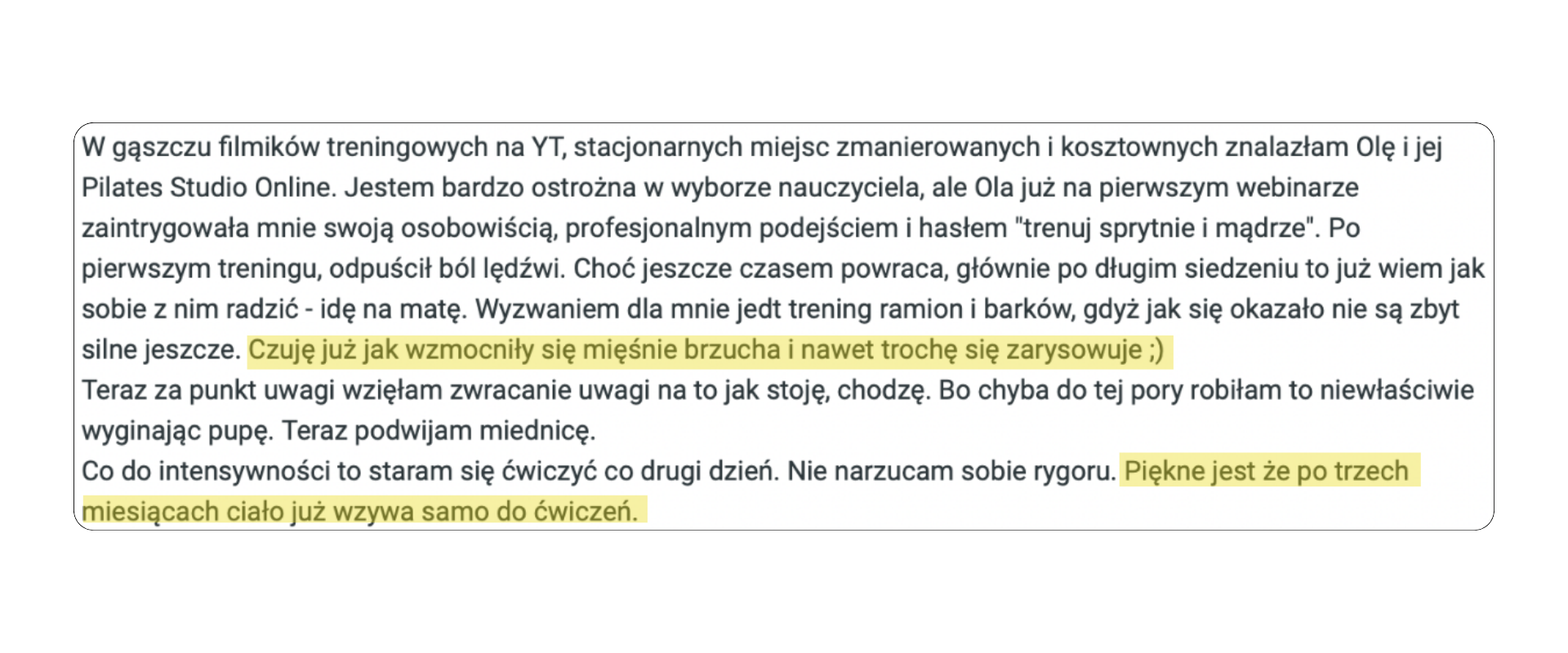 Co mówią kursantki platformy treningowej Pilates Studio Online