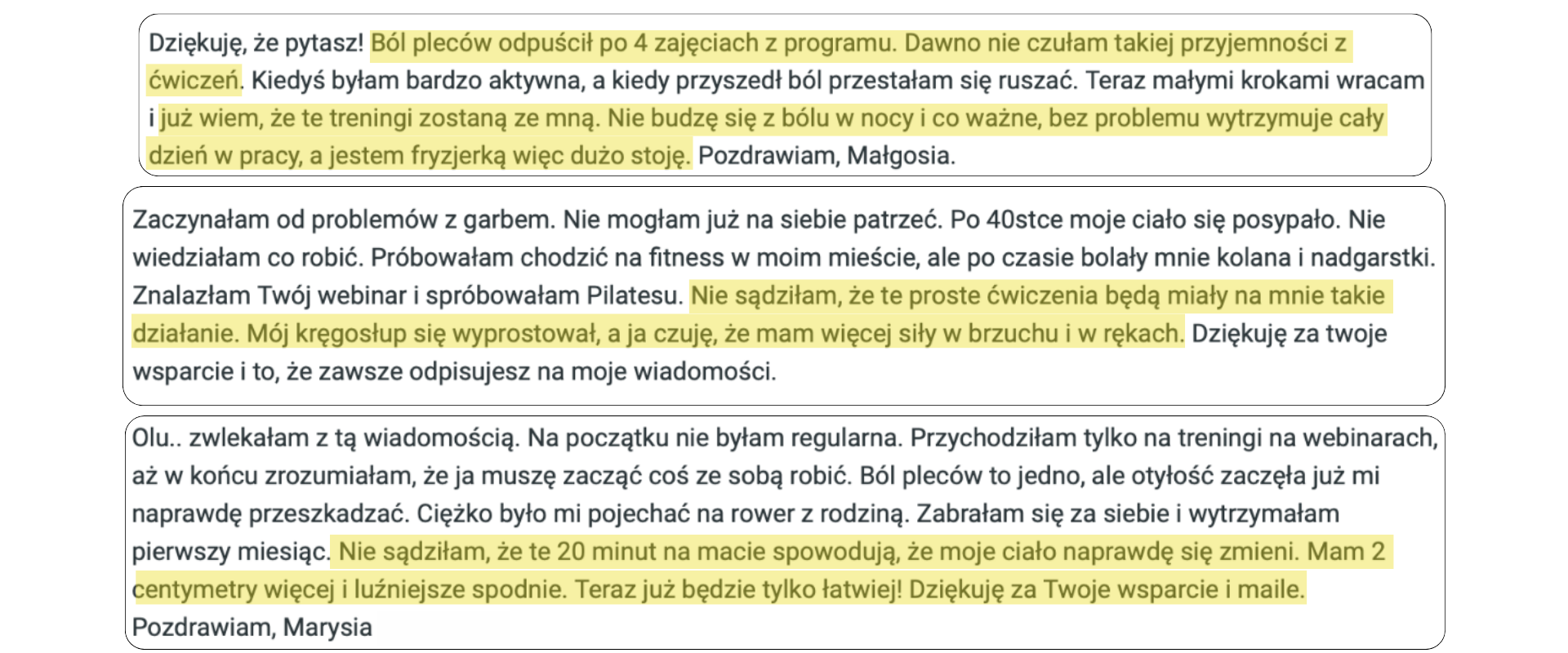 Opinie na temat zajęć z Olą Szymańską