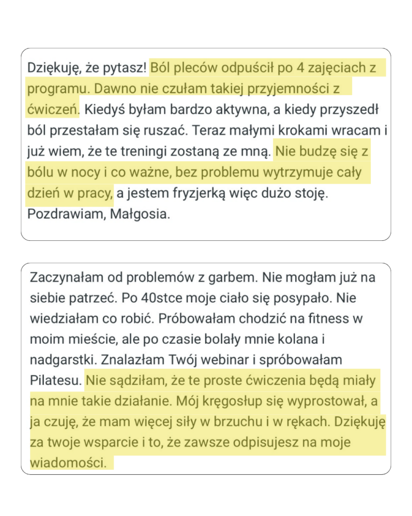 Opinie na temat kursu na ból pleców