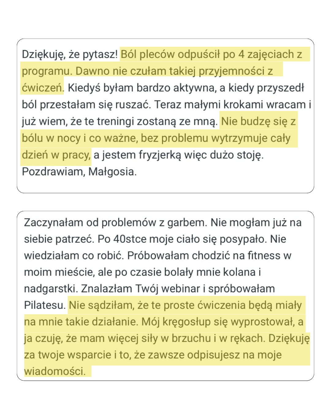 Opinie na temat kursu na ból pleców