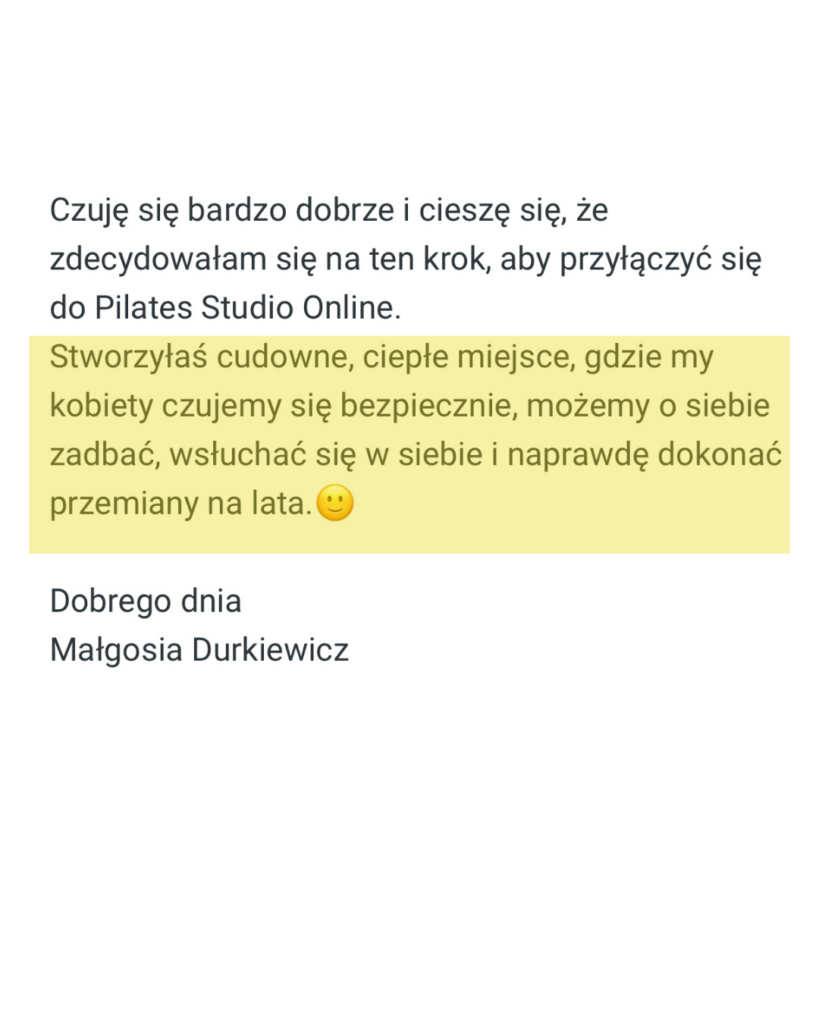 Pilates Studio Online opinie uczestniczek