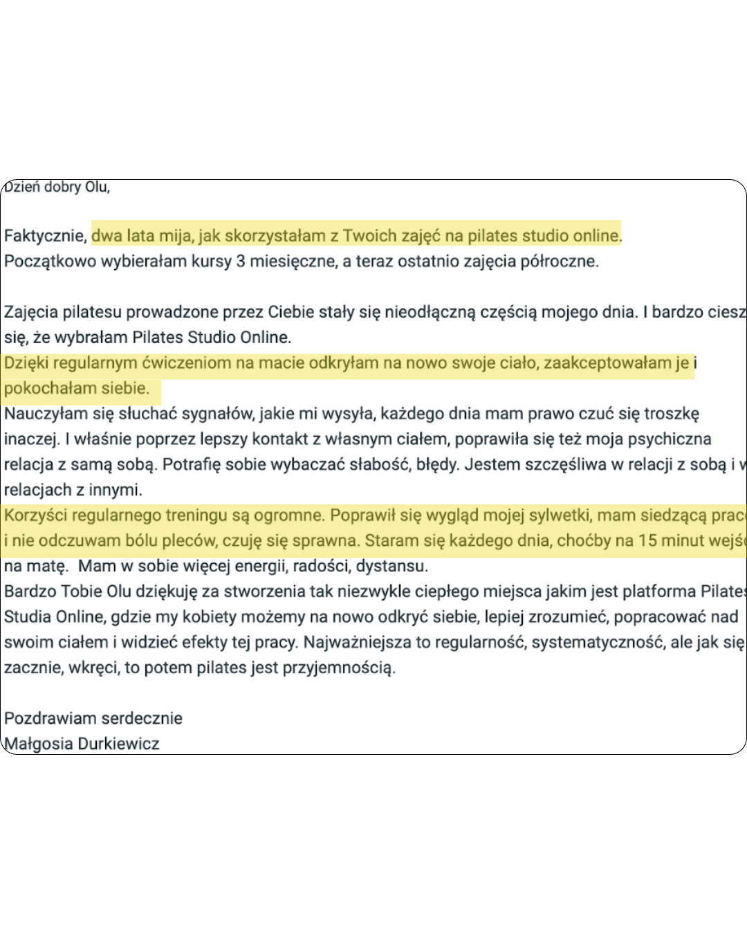Pilates Studio Online opinie uczestniczek